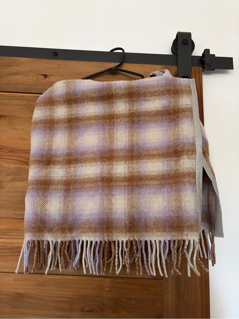 Tela Plaid Fringe Skirt in Lavender, Brown & Cream wool